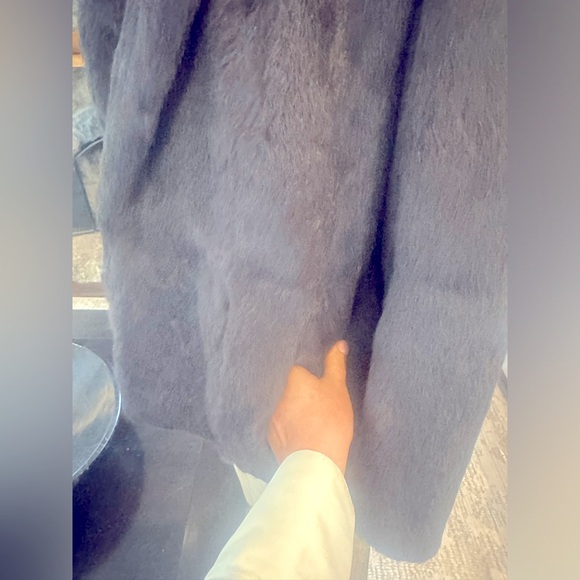 Luxurious rabbit fur coat, dark blue grey - Picture 11 of 11